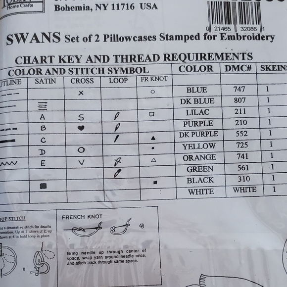 Tobin Home Crafts Swan Embroidery Pillowcases - Picture 4 of 4